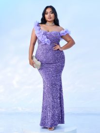 Plus Sleeveless Purple Mermaid Formal Dress PRJ10811
