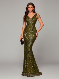 Green Sequin Chain Mermaid Cocktail Dress XF1019