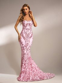 Strapless Mermaid Sequin Maxi Dress XH1342
