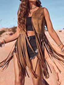 Western Cowgirl Long Fringe Vest