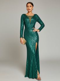 Formal V-Neck Sequin Prom Dress M02336