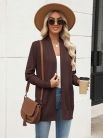 Lightweight Open Front Knit Cardigans with Pocket (US Only)
