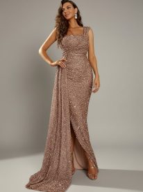 One Shoulder Draped Sequin Dress XJ1621