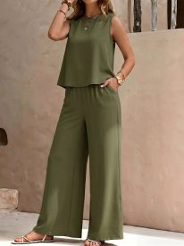 Minimalist Relaxed Fit Sleeveless Two Piece Set