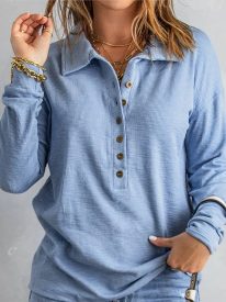 Casual Half Button Collared Knit Henley Shirt for Women Casual Loose Business Casual 2026 | Under $40 | Free Shipping