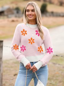 Women's Fall Crewneck Cropped Sweater