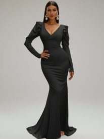 Puff Sleeve Mermaid Maxi Dress M02080