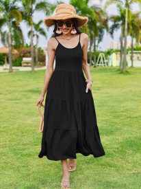 Womens Long Dress Adjustable Strap Floral Casual Dress