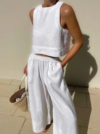 Crop Tops Wide Leg Pants Set