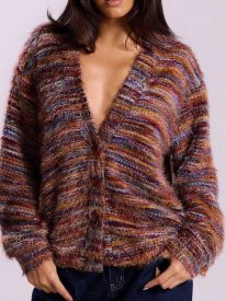 Relaxed Fit Multicolor Knit Cardigan