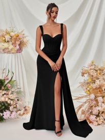 Sweetheart Neck Corset Draped Maxi Prom Dress XF05705