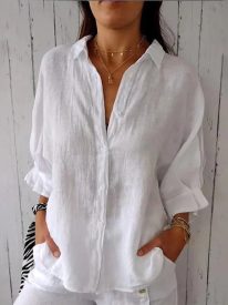 Casual Back Slit Tie Design Beach Shirt