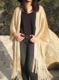 Elegant Metallic Mesh Festival Kimono Cover Up