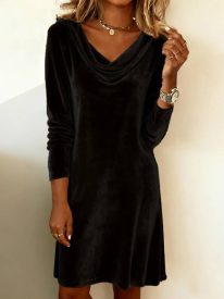 Lux Velvet Cowl Neck Mini Dress
