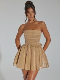 Ruched Strapless A-line Party Dress MCW1193