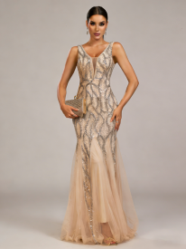 Sequin Mesh Sleeveless Prom Dress GM90173