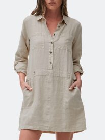 Women's Cotton Linen Midi Dress