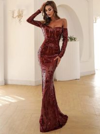 Off Shoulder Sequin Prom Dress FT18392