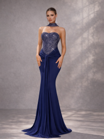 Sequin Strapless Ruched Mermaid Evening Dress ST59079
