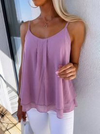 Romance Flowy Chiffon Ruffle Hem Cami Top