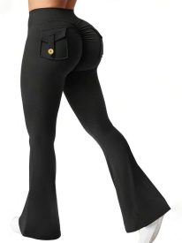 Cargo Style High Waist Flare Leggings
