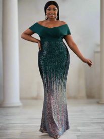 Plus Size Gradient Maxi Sequin Prom Dress PXH2125