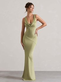 Draped Neck Sleeveless Elegant Cocktail Dress XF05751