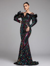Ruffled Sequin Mermaid Formal Dress DH80242