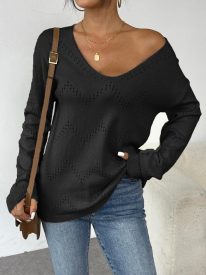 Womens Sweaters Long Sleeve Shirts Off Shoulder Crochet